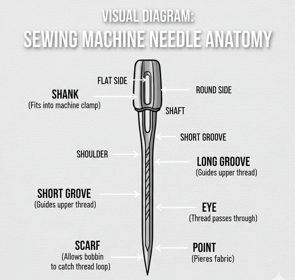 Visual Diagram: Sewing Machine Needle Anatomy